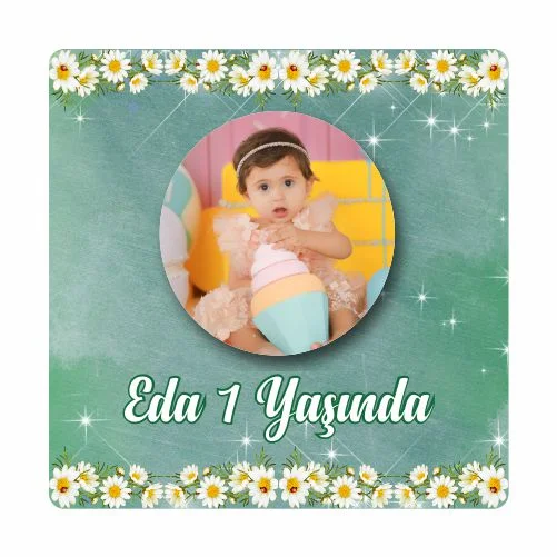 Çiçek Temalı Doğum Günü Magneti